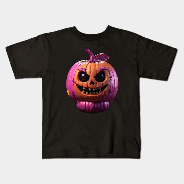 Halloween pink pumpkin Kids T-Shirt by Rizstor